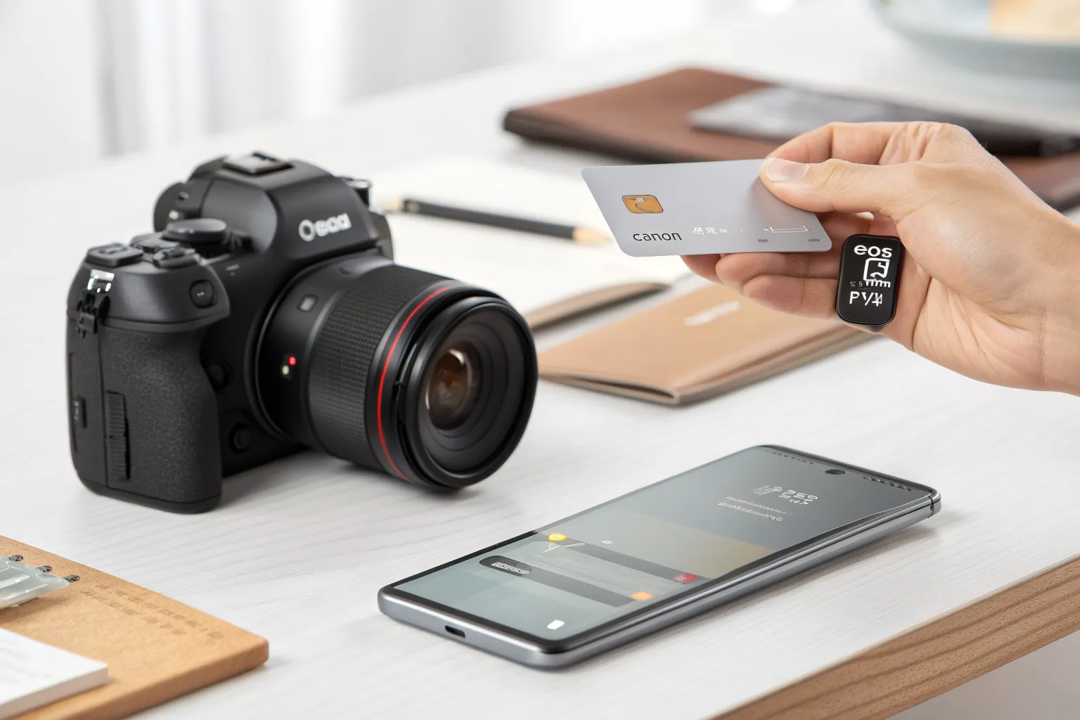 Smart NFC digital business card being tapped to a smartphone